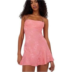 For Love & Lemons Dress Gabrielle Mini Pink Damask Women’s Size Large